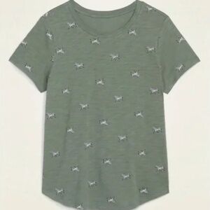 Old Navy Everyday T-shirt - Olive Green with Black & White Zebras Size Large